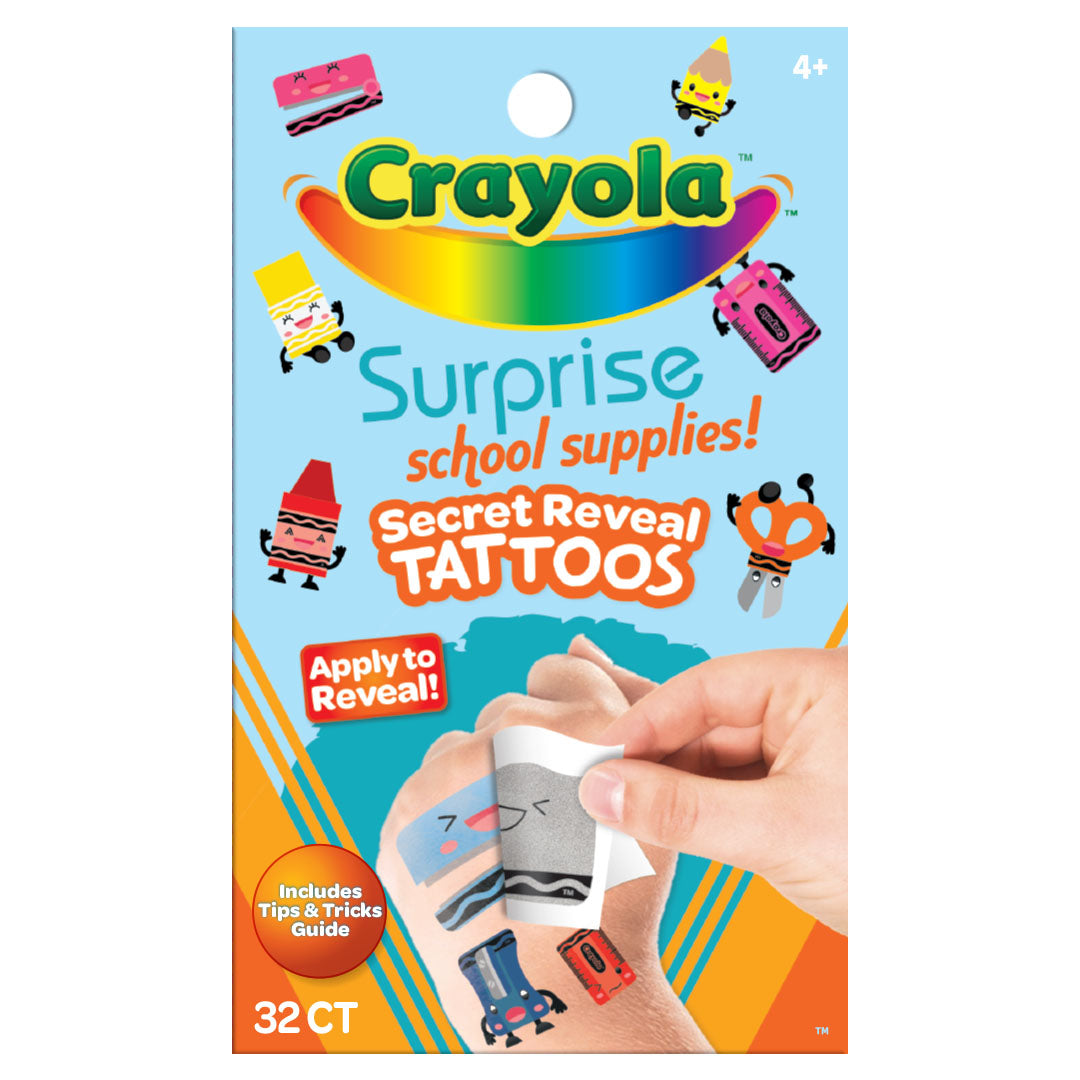 Crayola Surprise School Supplies Secret Reveal Tattoo Pouch
