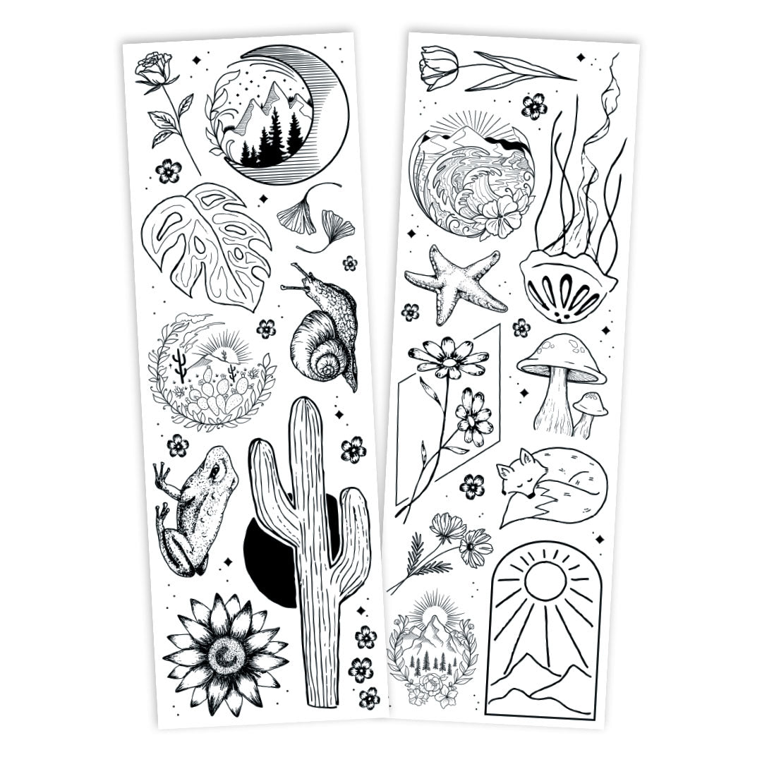 Fine Line Nature Flash Tattoo Pouch by Savvi