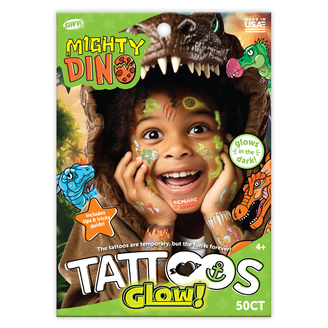 Glow Dino Glow in the Dark Tattoo Pouch by Savvi